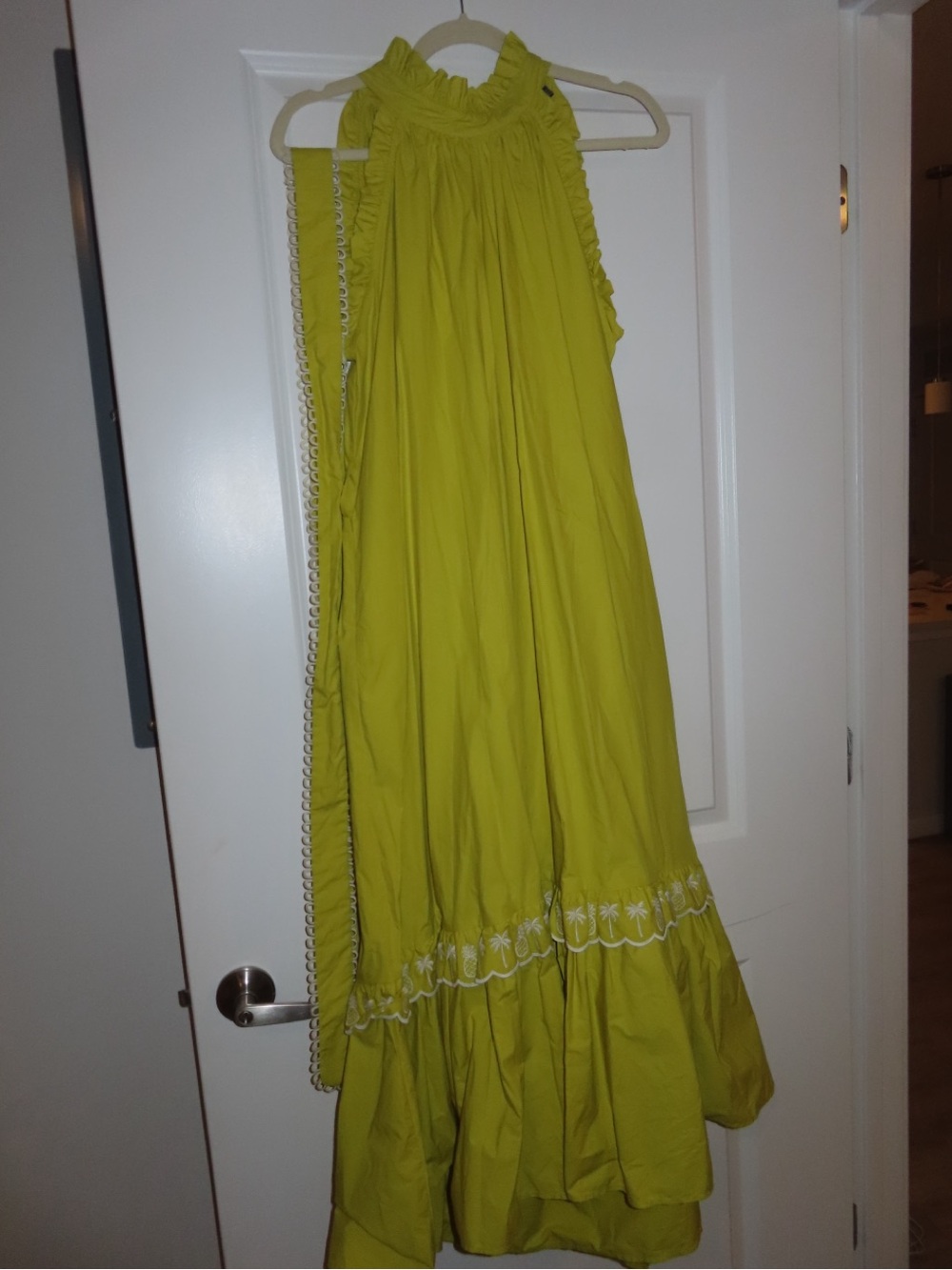 Women’s Lime Tiered Maxi Skirt with Embroidered Hem